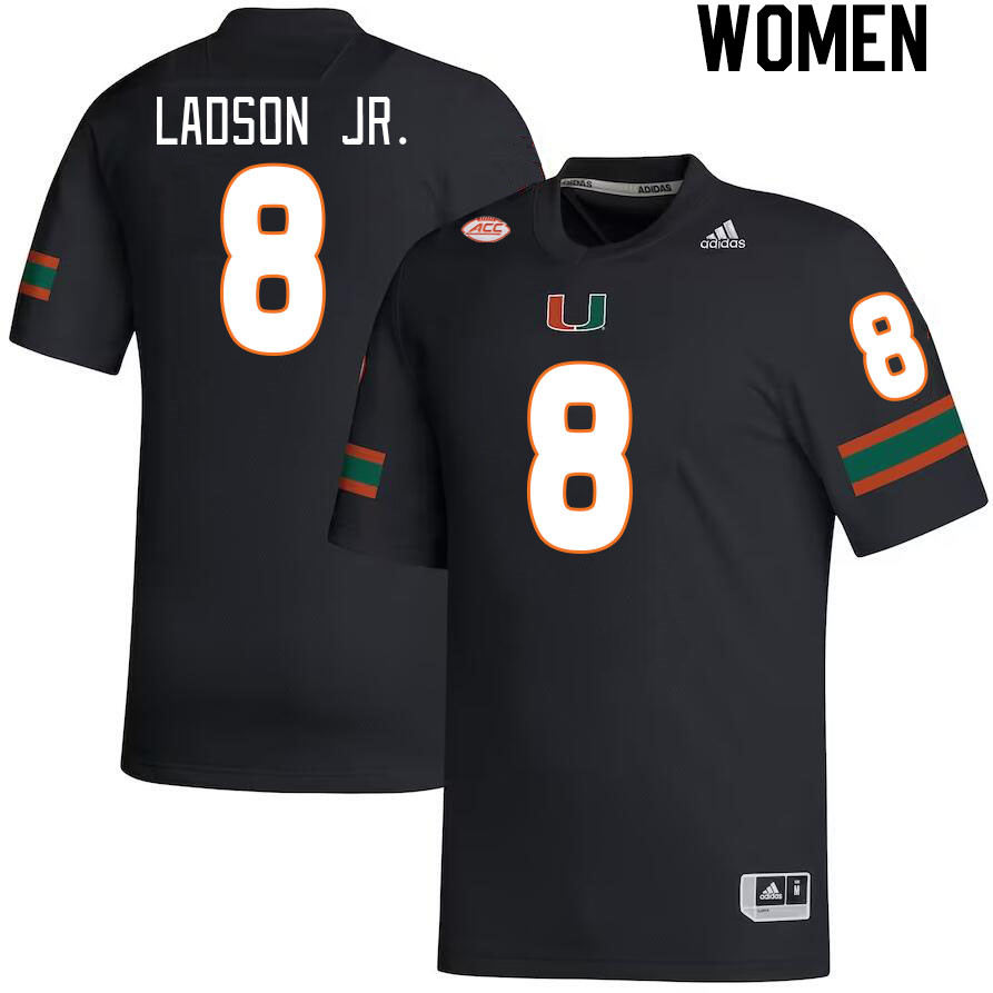 Women #8 Frank Ladson Jr. Miami Hurricanes College Football Jerseys Stitched-Black